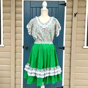 Vtg Fun & Fancy Square Dance Set Skirt with top laces details Women Size S